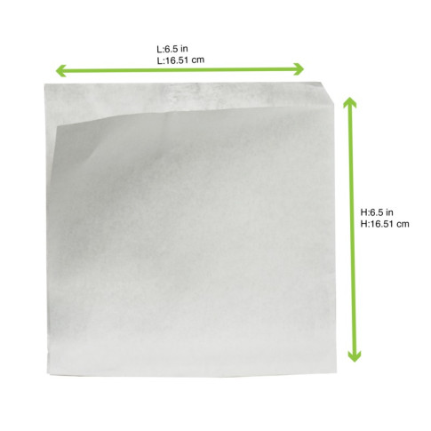 Sacchetto bianco antigrasso in carta scura aperto su due lati (PAP22) 170x170mm