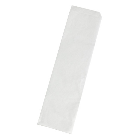 Sacchetto bianco antigrasso in carta bianco aperto su due lati (PAP22) 340x85mm