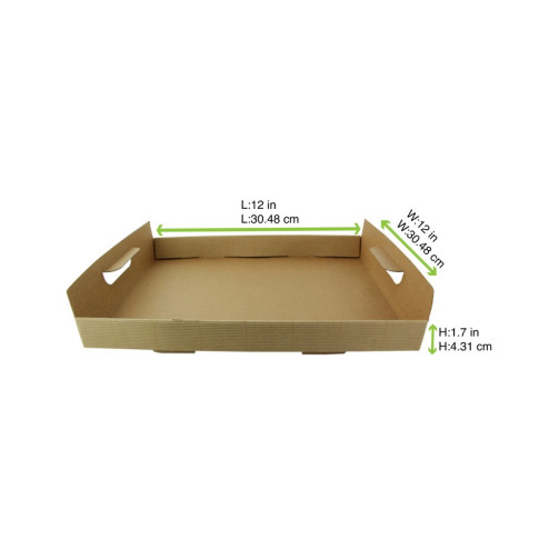 Vassoio in cartone kraft con maniglie (PAP20) 310x310mm H42mm