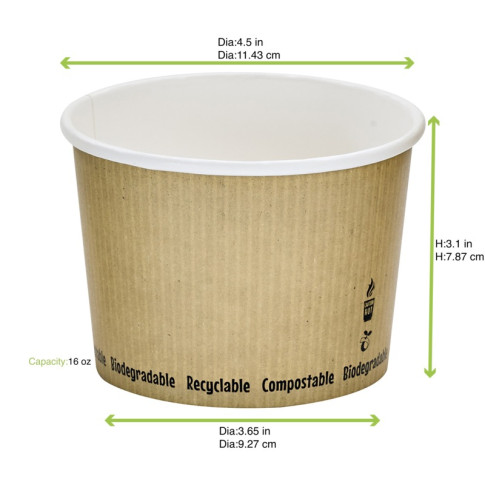 Contenitore da zuppa "Nature" biodegradabile  H80mm 450ml
