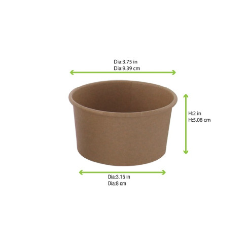 Contenitore in cartone kraft kraft per alimenti caldi e freddi  H62mm 270ml