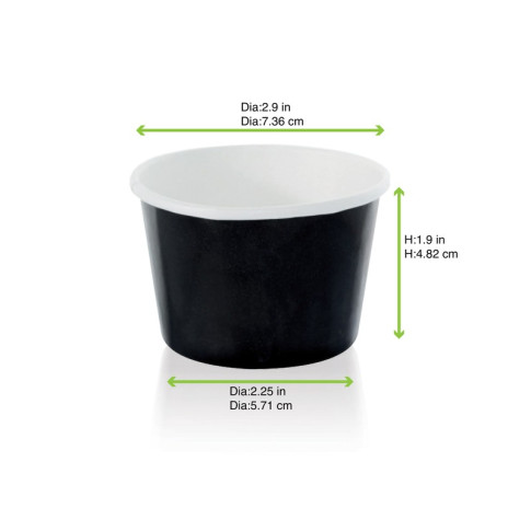 Contenitore in cartone nero per alimenti caldi e freddi  H50mm 130ml