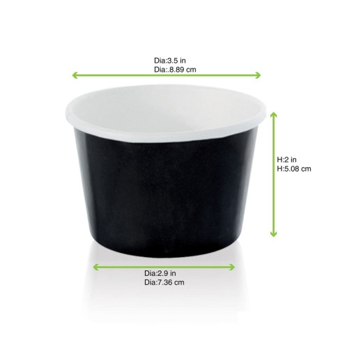 Contenitore in cartone nero per alimenti caldi e freddi  H48mm 200ml