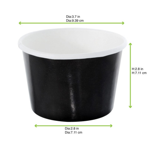 Contenitore in cartone nero per alimenti caldi e freddi  H62mm 280ml