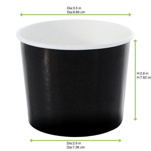 Contenitore in cartone nero per alimenti caldi e freddi  H70mm 320ml