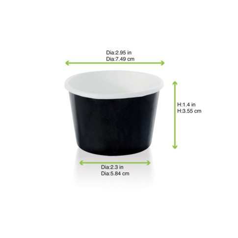Contenitore in cartone nero per alimenti caldi e freddi  H40mm 86ml