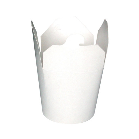 Contenitore tondo in cartone bianco stile orientale, chiusura a incastro  H100mm 450ml