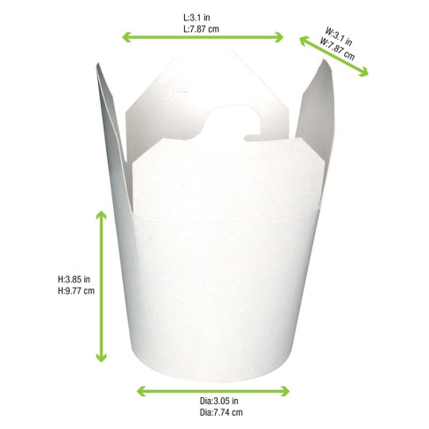 Contenitore tondo in cartone bianco stile orientale, chiusura a incastro  H100mm 450ml
