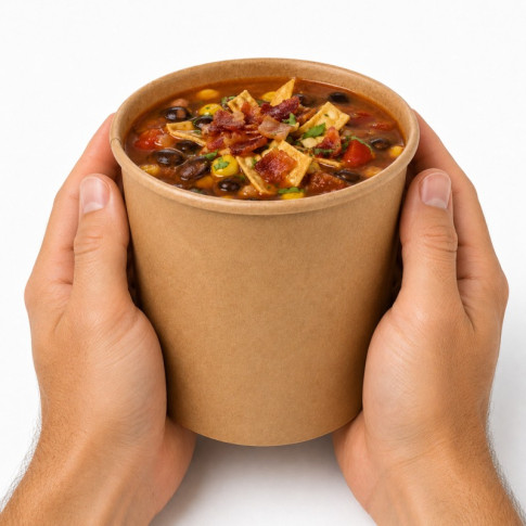 Contenitore in cartone kraft plastic-free waterbased per alimenti caldi e freddi (C/PAP 81)  H58mm 100ml