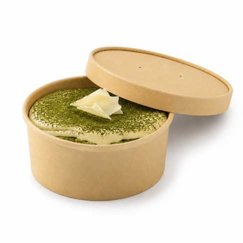 Coperchio in cartone kraft plastic-free waterbased per alimenti caldi e freddi (C/PAP 81)  H7,5mm