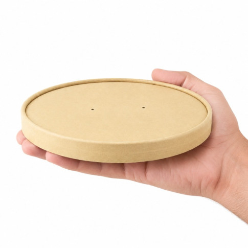 Coperchio in cartone kraft plastic-free waterbased per alimenti caldi e freddi (C/PAP 81)  H7,5mm