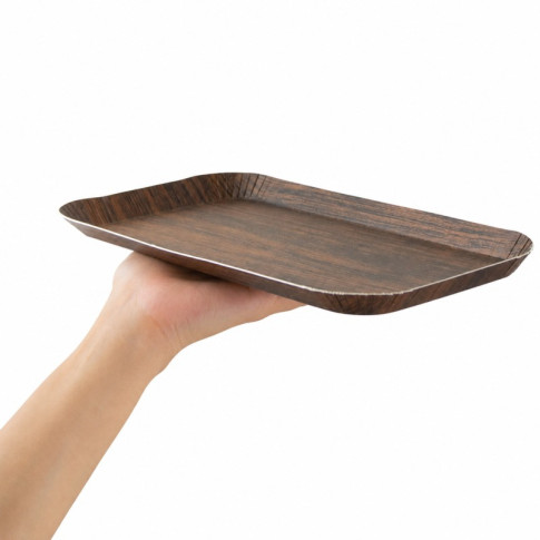 Vassoio decorativo in legno scuro 265x130mm H14mm