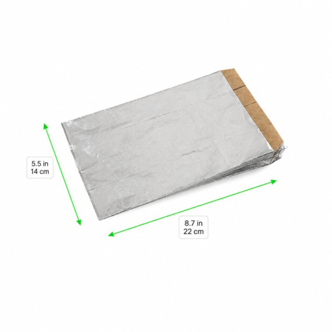 Sacchetto in alluminio, interno kraft scuro 140x220mm H70mm