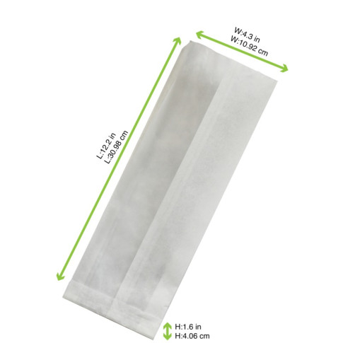 Sacchetto sandwich con finestra bianca ecologica (PAP22) 110x40mm H310mm