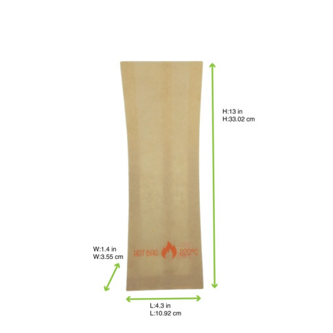 Sacchetto in carta scura kraft, speciale per forno 110x35mm H330mm
