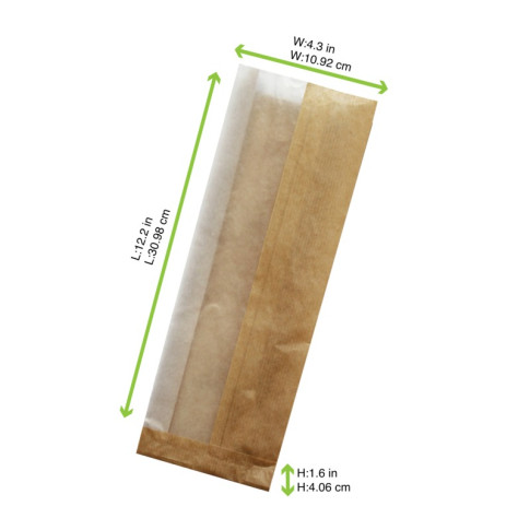 Sacchetto sandwich con finestra bianca ecologica (PAP22) 110x40mm H310mm