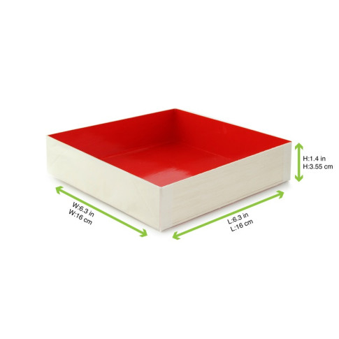 Scatola in legno con interno rosso "Samurai" 160x160mm H36mm