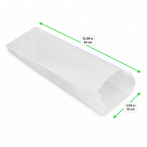 Sacchetto per panino in carta bianca 100x40mm H340mm