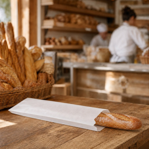 Sacchetto per panino in carta bianca 100x40mm H340mm