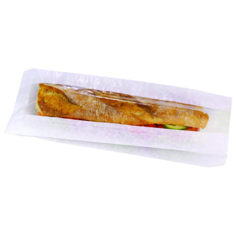 Sacchetto per panino in carta bianca con finestra 120x40mm H340mm