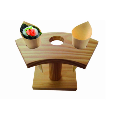 Supporto in bambù a 3 fori per coni 160x75mm H90mm