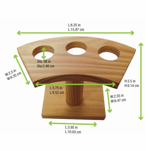Supporto in bambù a 3 fori per coni 160x75mm H90mm