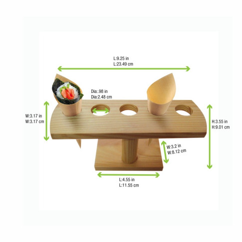 Supporto in bambù a 5 fori per coni 235x80mm H95mm