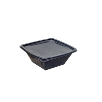 Insalatiera in PET quadrata nera 195x195mm H70mm 1000ml