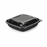 Insalatiera in PET quadrata nera con coperchio 190x190mm H65mm 750ml