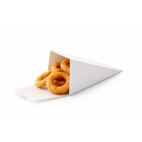 Cono da snack richiudibile in cartone bianco  90x90mm H190mm