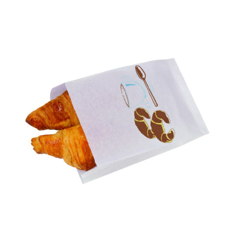 Sacchetto multiuso in carta bianca, decorazione croissant 180x80mm H280mm