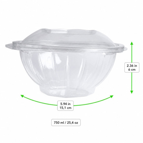 Insalatiera in PET tonda con coperchio a cerniera  H60mm 750ml