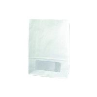 Sacchetto a soffietto in carta bianca con finestra 157x85mm H220mm