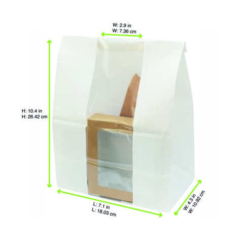 Sacchetto "SOS" in carta kraft con finestra 180x110mm H265mm