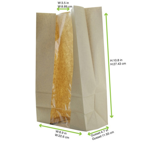 Sacchetto "SOS" in carta kraft con finestra 225x120mm H375mm