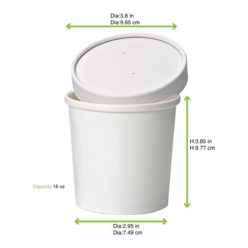Contenitore in cartone bianco per alimenti caldi e freddi  H100mm 490ml