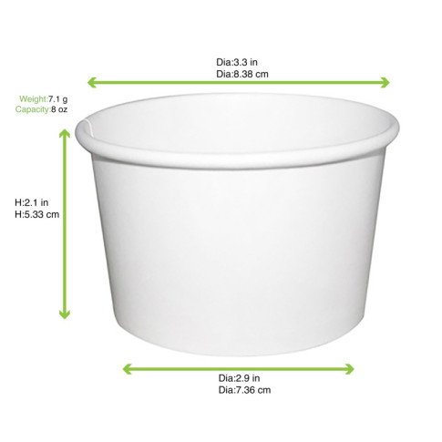 Contenitore in cartone bianco per alimenti caldi e freddi  H59mm 230ml