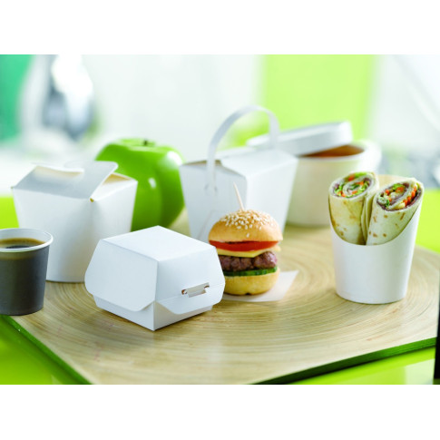 Contenitore in cartone bianco per alimenti caldi e freddi  H59mm 230ml