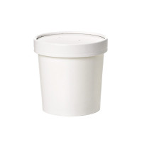 Contenitore in cartone bianco per alimenti caldi e freddi, con coperchio  H85mm 350ml
