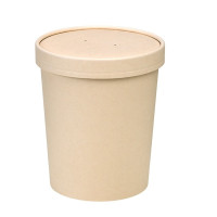 Contenitore in cartone kraft per alimenti caldi e freddi laminato in PLA, con coperchio  H140mm 940ml