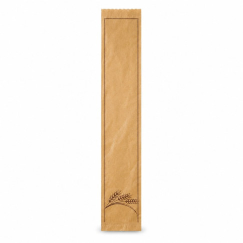 Sacchetto da pane in carta kraft decorazione marrone 120x80mm H490mm