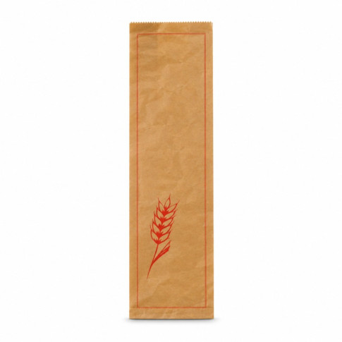 Sacchetto da pane in carta kraft decorazione rossa 180x70mm H610mm