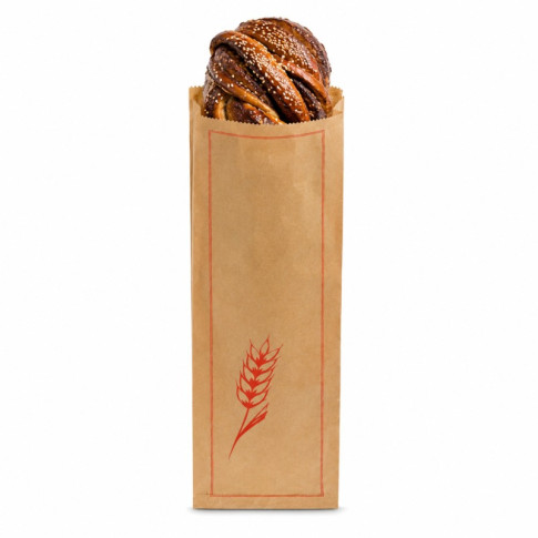 Sacchetto da pane in carta kraft decorazione rossa 180x70mm H610mm