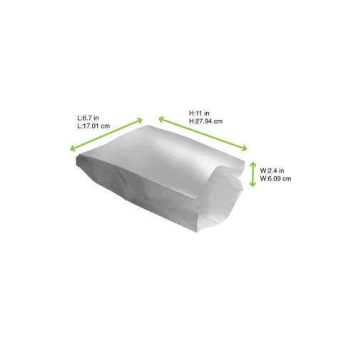 Sacchetto in carta bianca laminata per trancio pizza 170x60mm H280mm