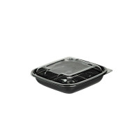 Insalatiera in PET quadrata nera con coperchio 190x190mm H45mm 750ml