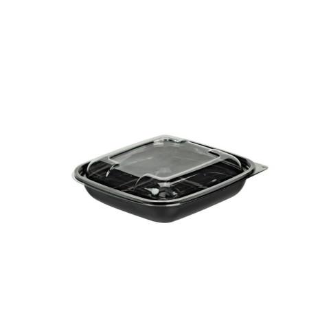 Insalatiera in PET quadrata nera con coperchio 190x190mm H45mm 750ml