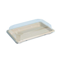 Vassoio "Itto" in polpa di canna da zucchero con coperchio trasparente 216x135mm H40mm