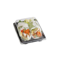 Barchetta "Suky" in plastica nera con coperchio trasparente 220x140mm H40mm