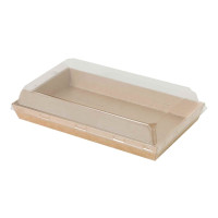 Vaschetta sushi in cartone kraft + cop PET (C/PAP81 + PET1) 225x133mm H25mm