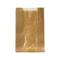 Sacchetto per pane in carta scura con finestra 60x180mm H220mm
